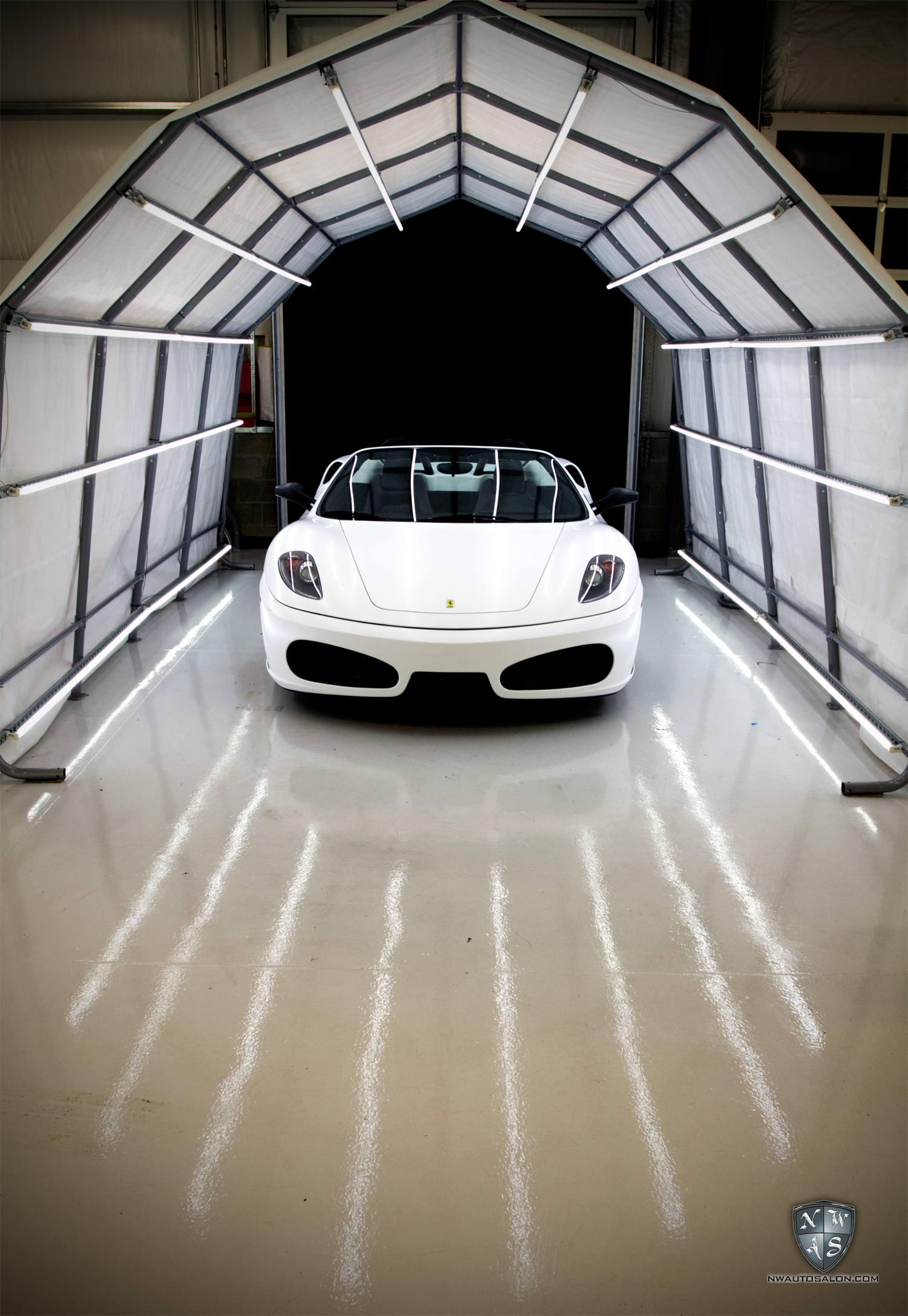 Rosso Scuderia F430 Spider turns Matte White at NorthWest Auto Salon