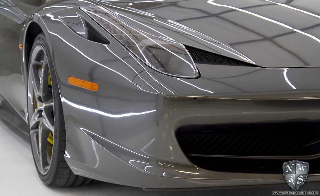 Full Frontal Clear Bra, Matte Black Roof Wrap, and Enthusiast Detail on  Ferrari 458