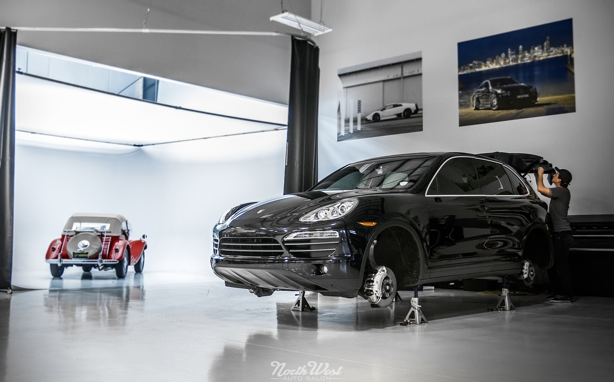 Porsche Cayenne Full Matte Silver vehicle wrap at NWAS